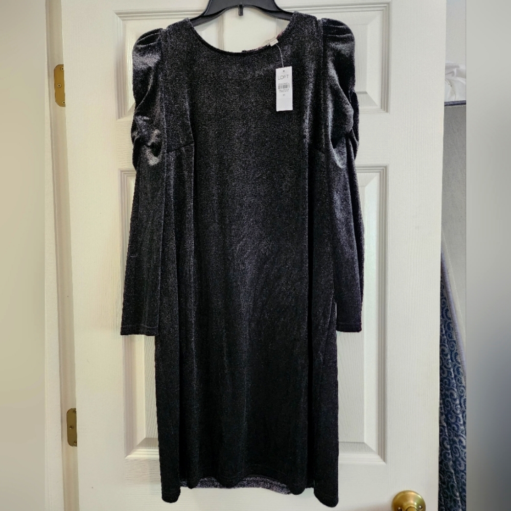 NWTs shimmery black Loft dress sz Medium